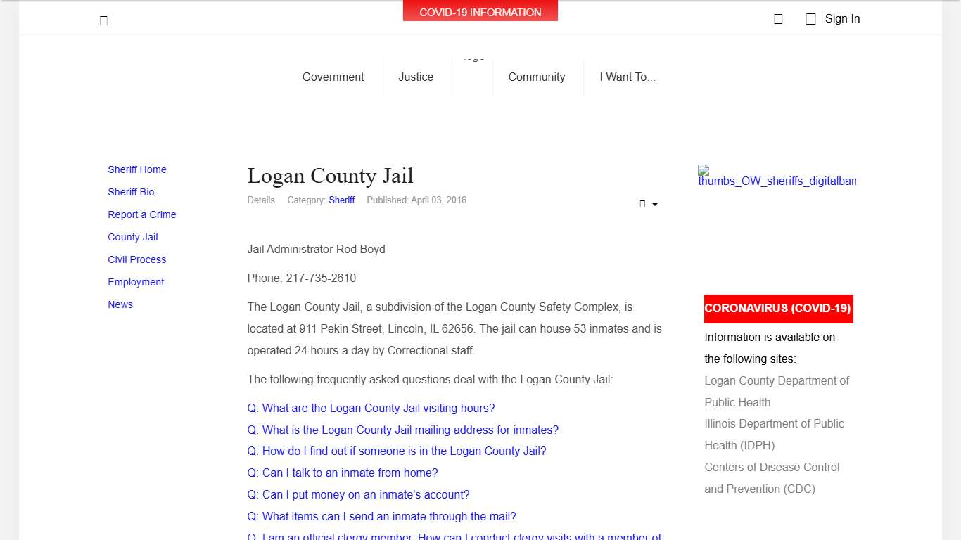 Logan County, Illinois - County Jail